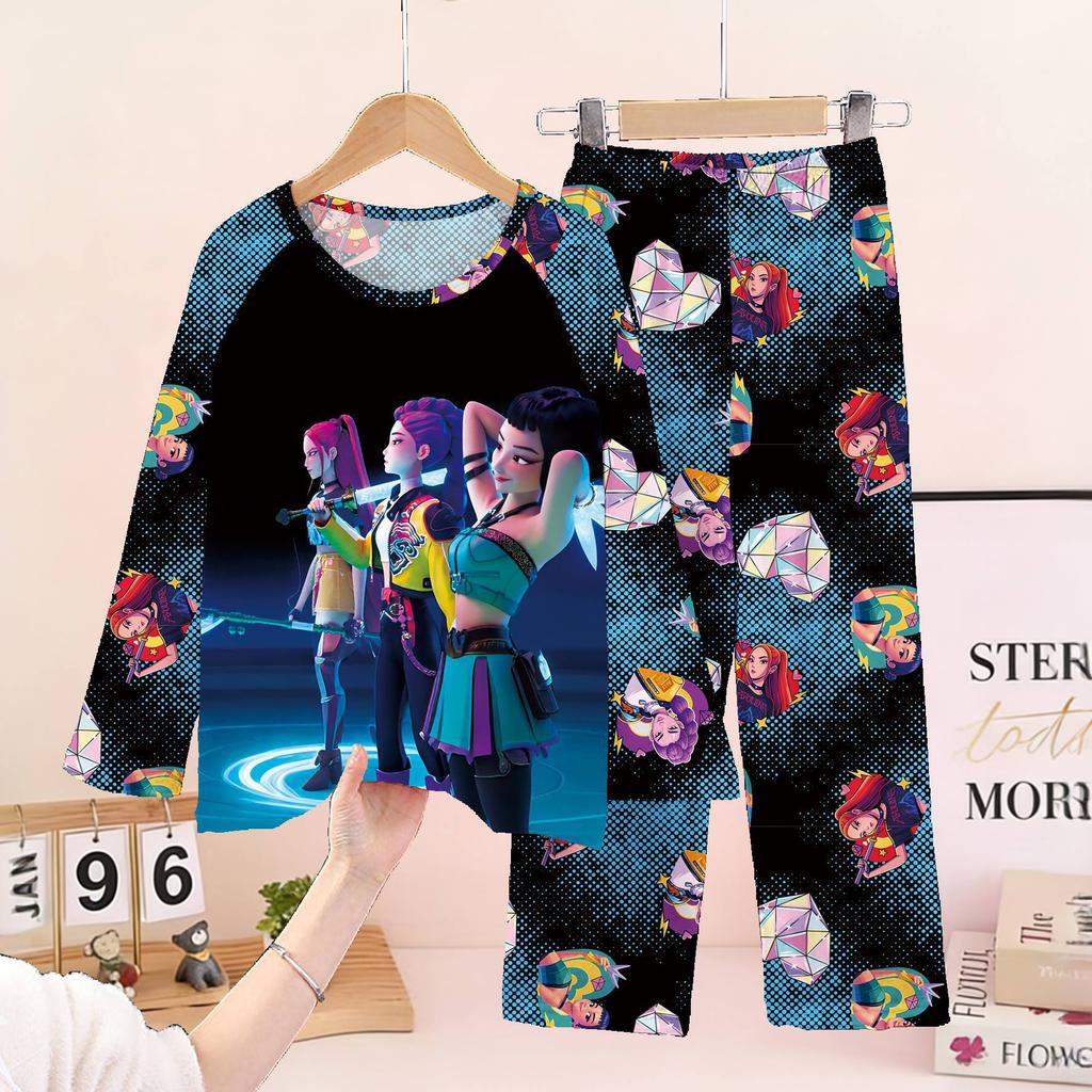 New Demon Hunters Children's Pajamas Long Sleeve Cartoon Girls Babies Middle and Older Children's Loungewear Set