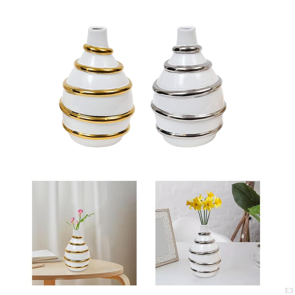 Flower Vase, Desktop Flowers Arrangement, Nordic Glossy Bud Vases Ornament for Bedroom Dining