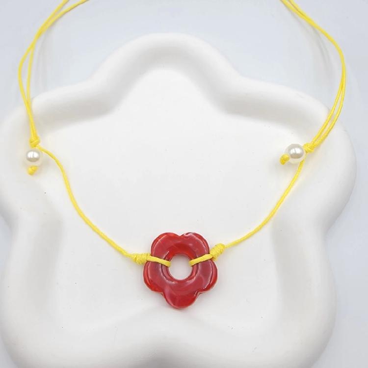 Collana a Catena per Clavicola con Ciondolo a Fiore Novel Europeo e Americano, Versatile
