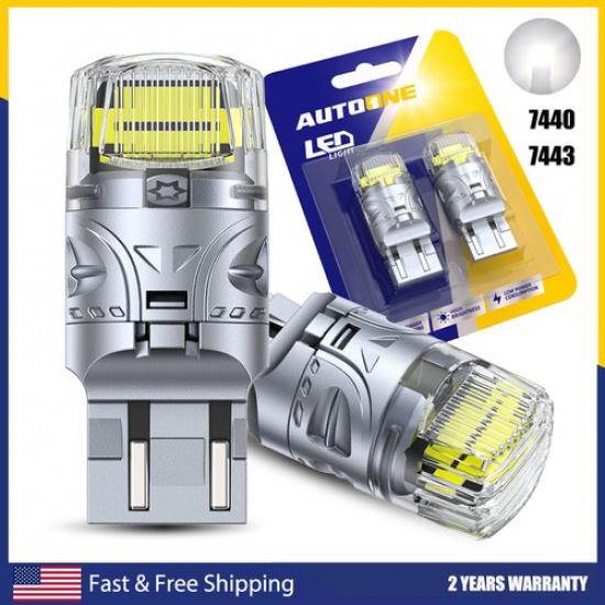 7743 LED Brake Reserve Stop Signal Light Turn Super 6500K White Bright 2PCS DRL