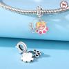 Original Copper Charms Luxury Pink Claw Print Pendant Beads Fit Bracelet Diy Women Making Delicate Gift