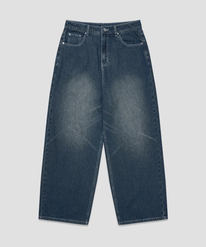 AGOD Washed Vintage Wide Balloon Denim Pants [Sand Indigo]