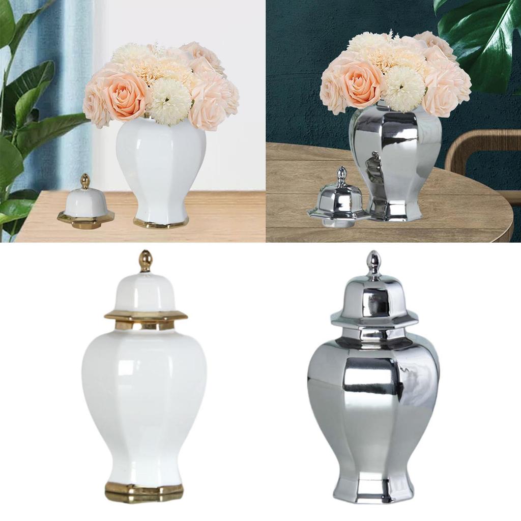 Ceramic Vase Decoration Elegant Floral Display Ceramic Ginger Jar with Lid for Bar Party Living Room Shop Window Entrance