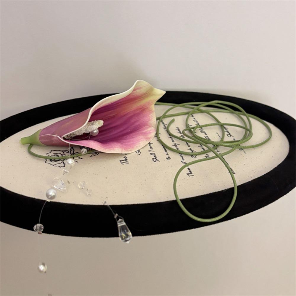 

Choker Zantedeschia Necklace Chain Beaded Pendant Tie Temperament Flower Chock Birthday Gift зелёный