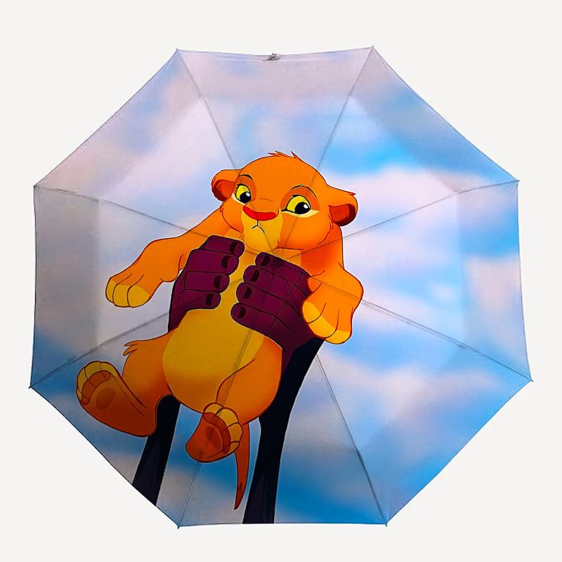 Paraguas Automático de Apertura y Cierre Temático del Rey León, Simba, Paraguas Portátil de 8 Varillas de Colores Brillantes, Adecuado para Hombres y Mujeres, Un Regalo Perfecto f