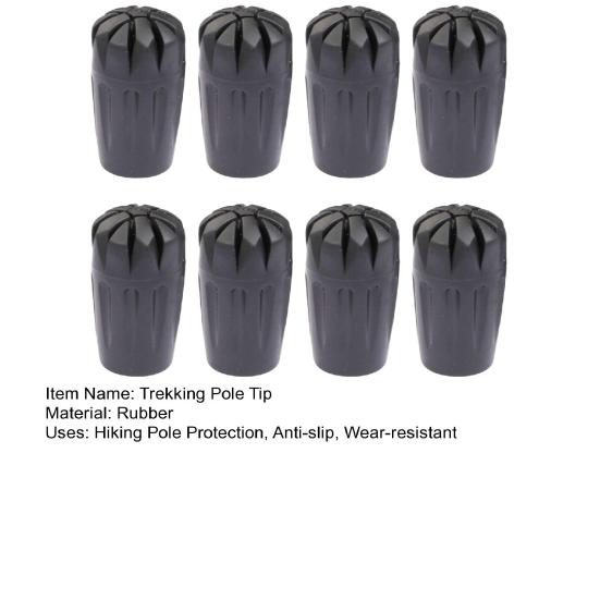 8Pcs Trekking Pole Tips Lightweight Universal Outdoor Hiking Backpacking Mountaineering Walking Stick Anti-Slip Rubber Cover Replacement