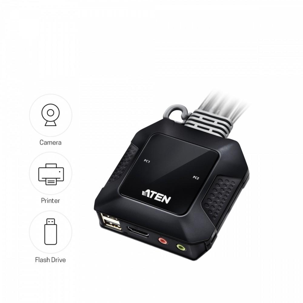 2-Port USB 4K HDMI-Kabel KVM-Switch mit Fernbedienung für Portauswahl