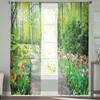Forest Path Flowers Leaves Tulle Curtains Balcony Room Fashion Printed Sheer Curtain Living Room Window Modern Decor