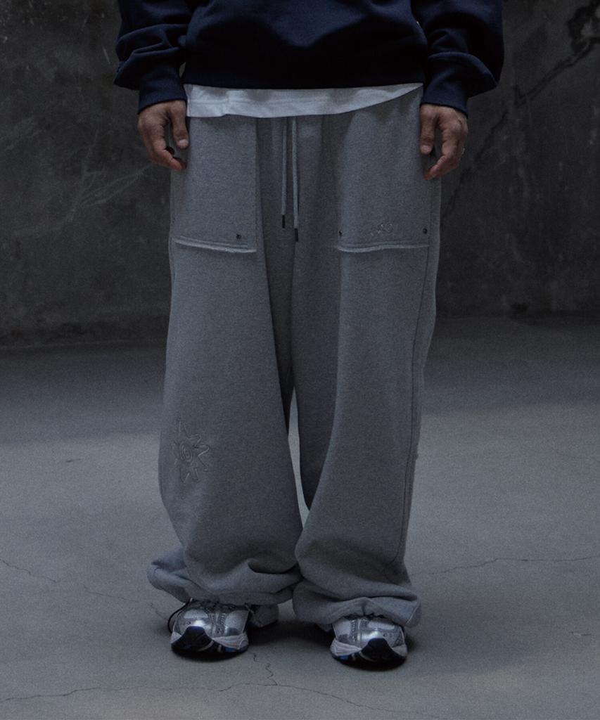 Tonilolenseu Wide Symbol Logo Sweatpants Melange Grey