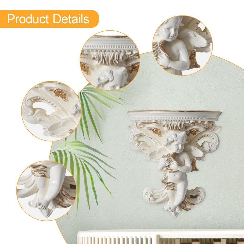 Candleholder Display On Floating Shelf with Angel Figurine for Dining Area