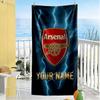 Arsenal F.c. Customize Your Name Beach Towel Super Soft Microfiber Quickdry Fabric