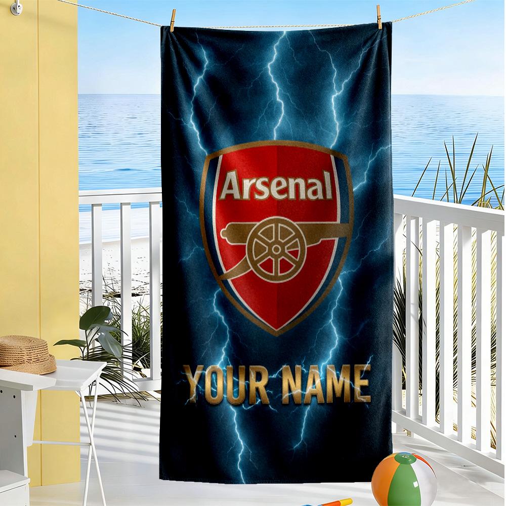 Arsenal F.c. Customize Your Name Beach Towel Super Soft Microfiber Quickdry Fabric
