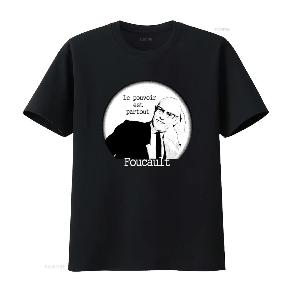 Philosopher Michel Foucault Quote T shirt Organic Cotton Le pouvoir est partout Design Stylish