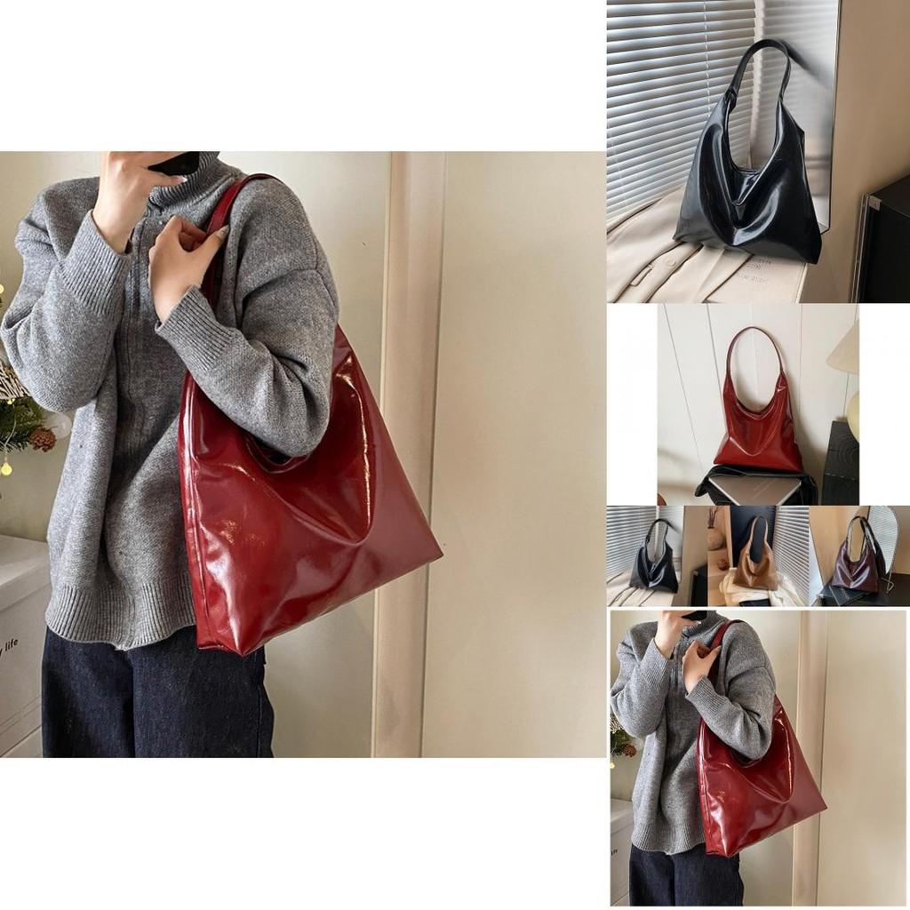 Modische Eimtasche mit großer Kapazität für Damen Stilvolle einfarbige Tragetasche