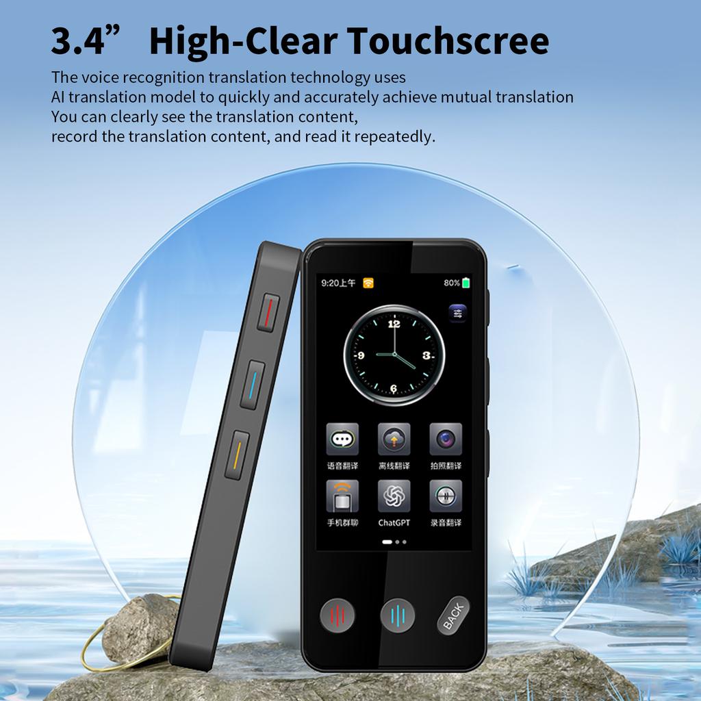Language Translator Device Two Way MultiLanguage Translator 3.4" IPS Screen Instant Translation