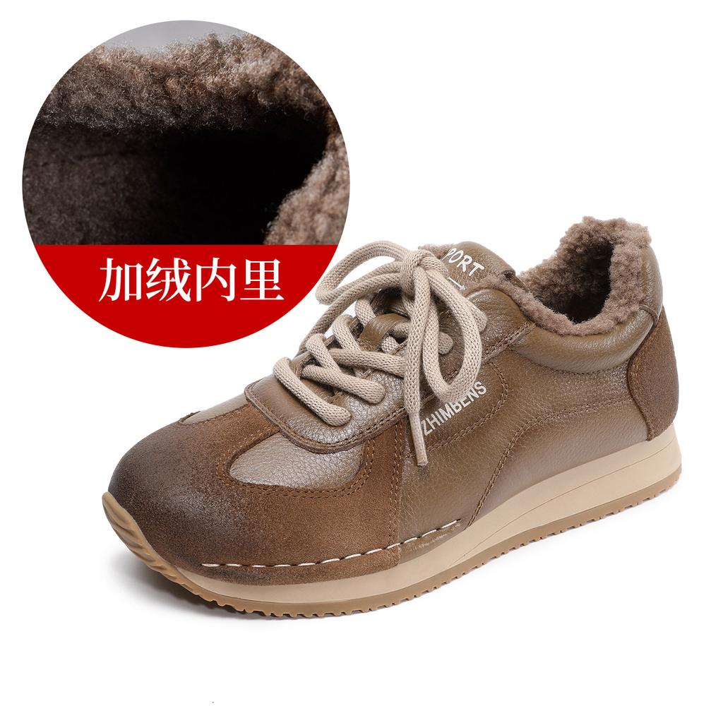 True leather training shoes women's shoes 2026 autumn new model Forrest Gump shoes retro sports shoes casual shoes lace up shoes