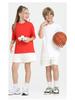 LVLV | Kids & Teens 240g Pure Cotton Loose Fit Retro Short Sleeve Parent-Child T-shirt, Class Uniform Trendy
