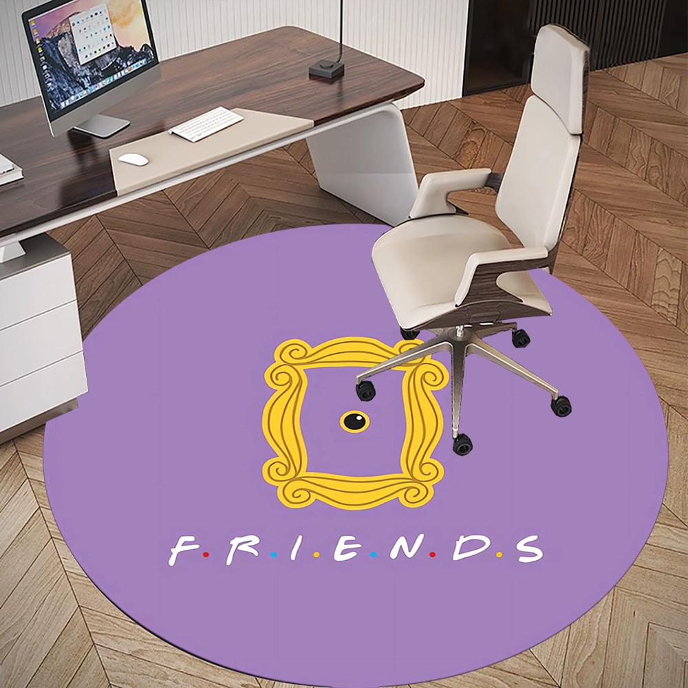 1pc Friends Frame Round Chair Mat Area Rug - Non-Slip, Floor Mat for Office, Bedroom, Home Decor Christmas Gift P0811219