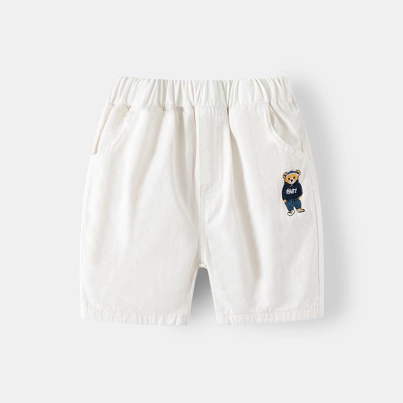 Kinder Sommer Fünfviertelhose Jungen Bestickter Teddybär Freizeitshorts Lockere Shorts Trendig