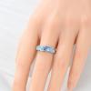Authentischer Originaler Kupfermetall Ozean Zirkon Blau Geometrischer Ring Damen Accessoire Perfektes Geschenk Edelstein Strahlender Ring Freundin Hohe Qualität Fein
