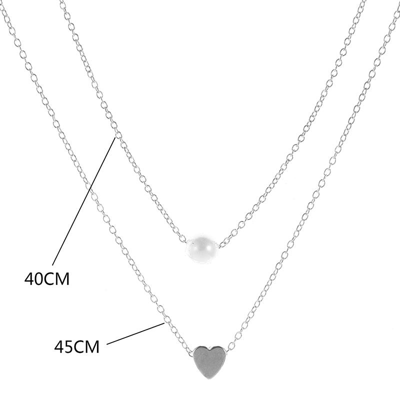 Personality Pearl Love Pendant Double Layer Necklace For Women Girls  Versatile Necklace Jewelry Accessories Gifts