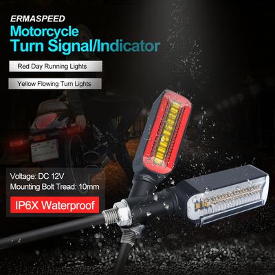 Universal LED Motorcycle Flasher 12V IP68 Waterproof Flowing Water DRL Stop Tail Lamp Indicator Turn Signals Lights