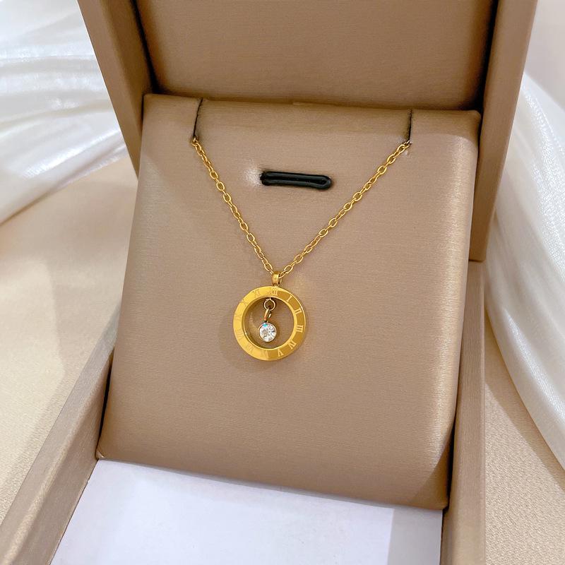 Full Titanium Steel Geometric Animal Minimalist Real Gold Necklace for Women - Collarbone Chain