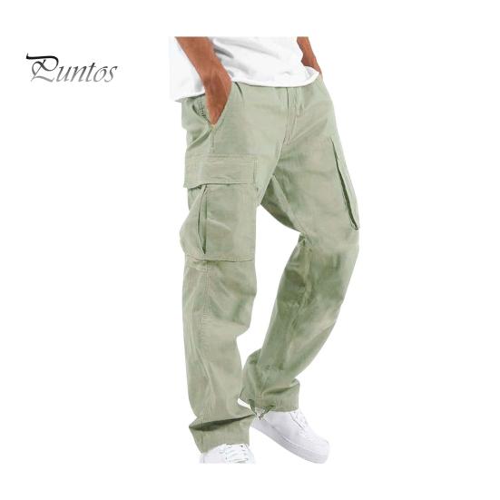 

Мужские брюки-карго с несколькими карманами, эластичным поясом на шнурке, регулируемыми штанинами, свободные однотонные длинные шаровары для занятий спортом и отдыха на открытом воздухе L светло-зеленый