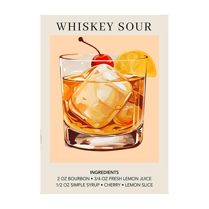 Cocktail Art Decor Poster Watercolor Retro Drink Print Minimalist Elegant Sophisticated Wall Art Picture for Home Decoration