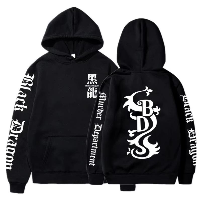 

Japan Anime Tokyo Revengers Sweatshirt Black Dragon Print Hooded Men Women Hoodies Plus Size Pullover Harajuku Unisex Streetwear 3XL