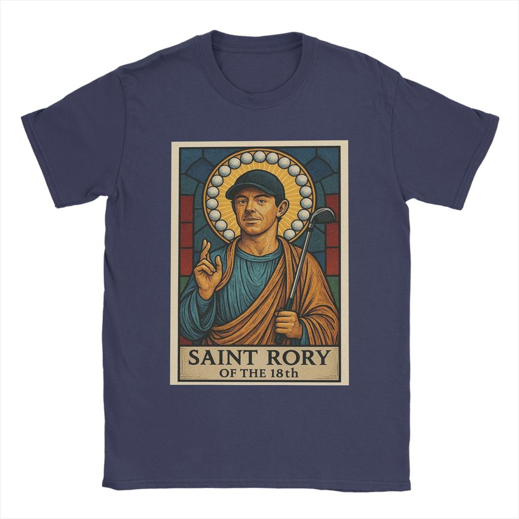 Vintage Saint Rory of the 18th Rory McIlroy T-Shirt für Herren O-Ausschnitt Baumwoll-T-Shirt Kurzarm-Tees Bedruckte Oberteile