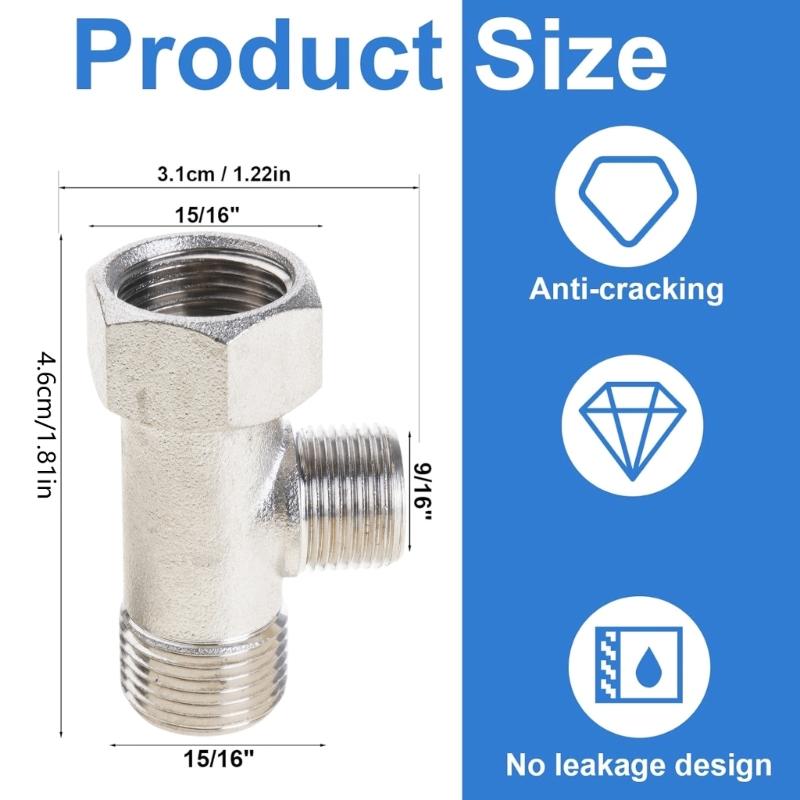 Professional Water Valves Splitters 7/8Inch Sturdy Brass Construction Leak Resistant Designs Bidet Shower Connectors