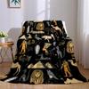 Egyptian Motif Print Flannel Blanket Warm Soft Halloween Christmas Couch Warm Cozy Decorative Decor Gift for All Season