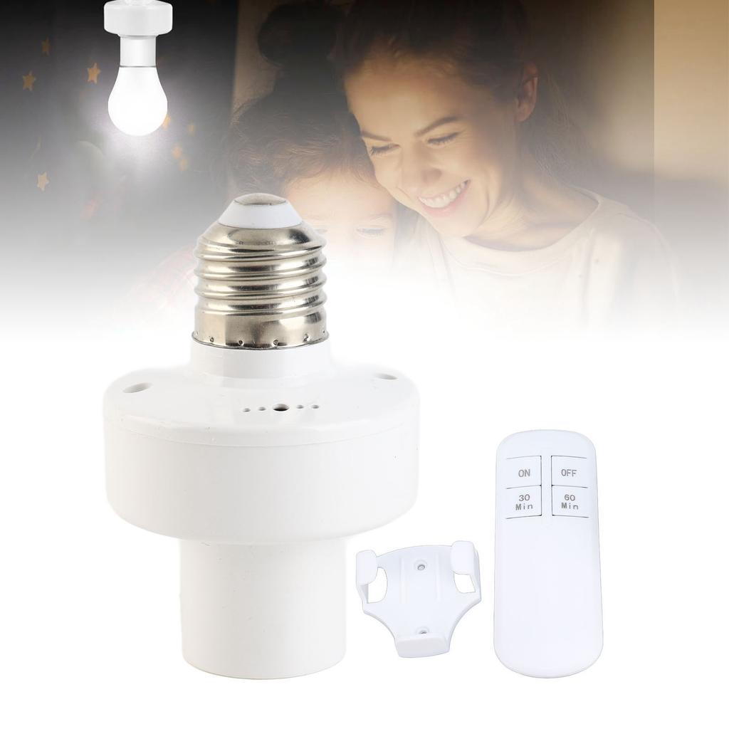 Remote Control Light Bulb Socket 30 60mins Timing Screw in E26 E27 Bulb Holder Wireless Lamp Holder