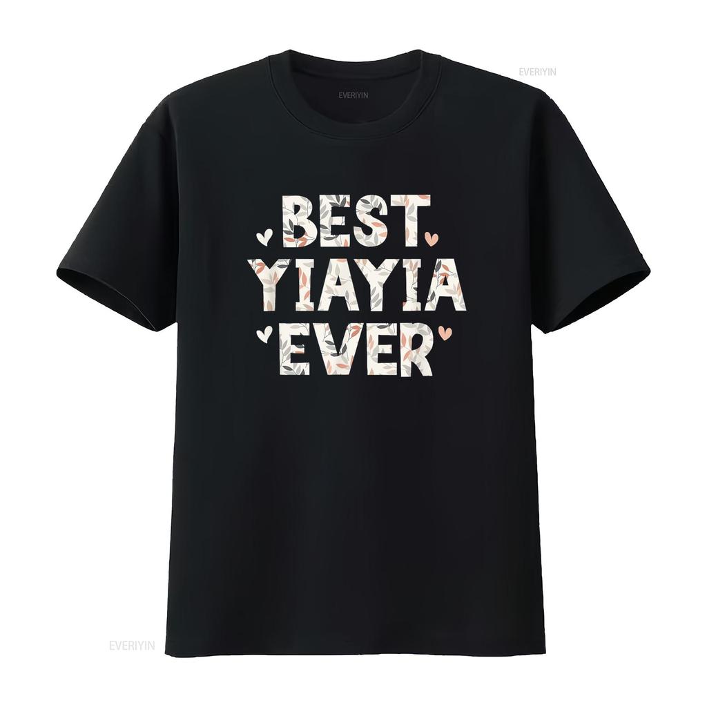 Best YiaYia Ever Floral Family Love Hearts Yia T Shirt Vintage Washed Breathable Stylish Streetwear Stretched Homme Graphic