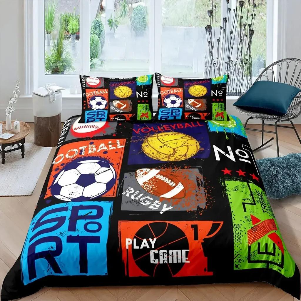 Tennis Ball Duvet Cover Set Sports Game Themed Bedding Set Twin Size for Kids Teens Adult Tennis Racket Ball Comforter Cover