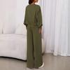 Fashion Women's Casual Suit Long Sleeved Casual Wide Leg Pants Set