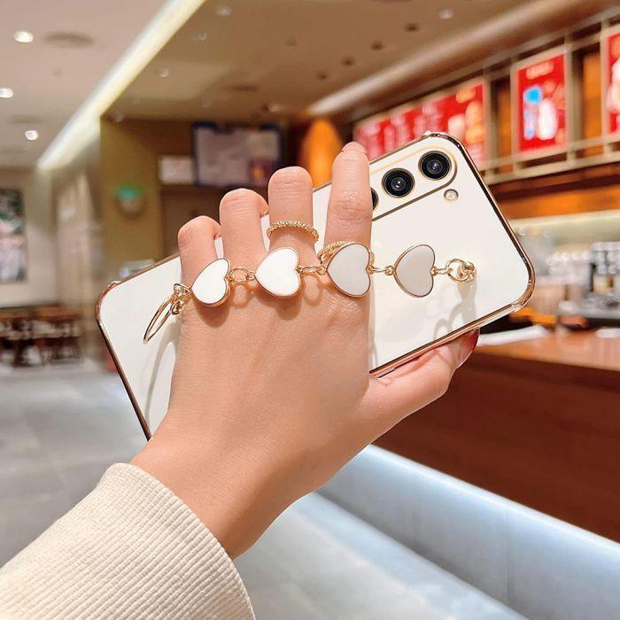 Coque Silicone - BOOLING - pour Samsung Galaxy S26 Ultra - Anti-Rayures avec Bracelet Cœur - Blanc