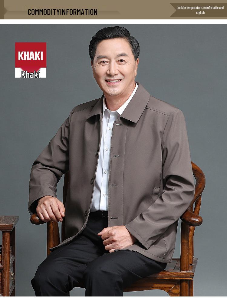 Men's Cotton-Padded Jacket for Dad: Spring & Autumn Button-Up for Middle-Aged & Elderly