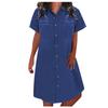 Women's Fashion Short Sleeve Pocket Color Casual Denim Dress