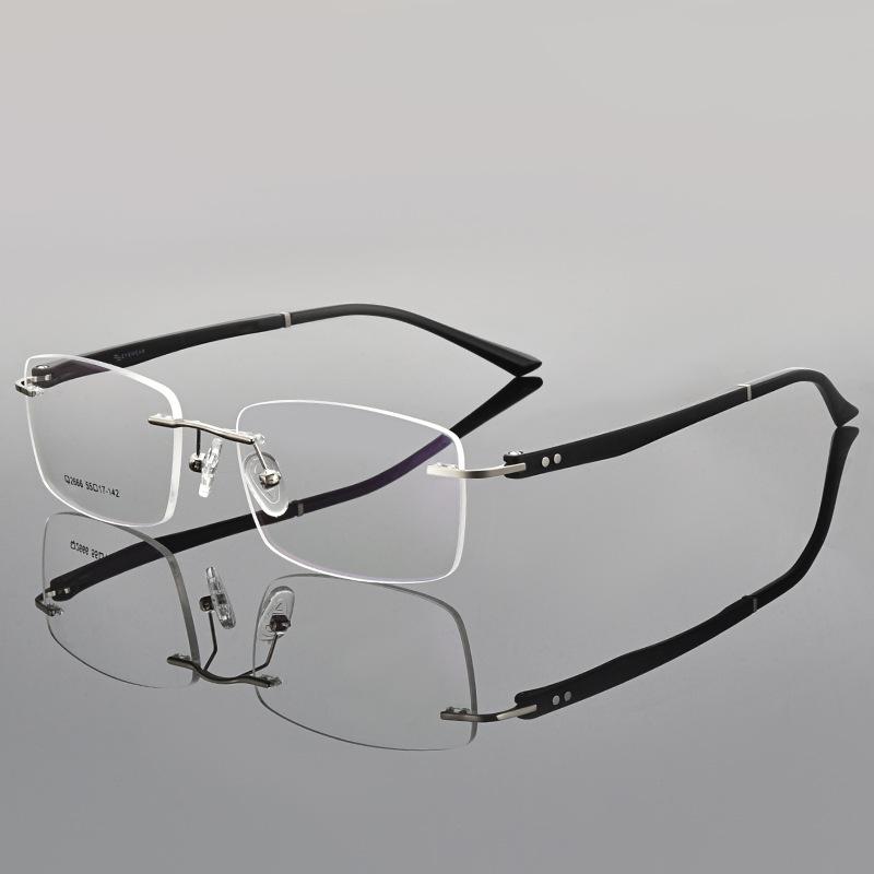 Ultralight Titanium Alloy Screwless Rimless Men Glasses Frame Eyewear Square Eyeglasses Myopia Prescription Spectacles Frameless серебряный