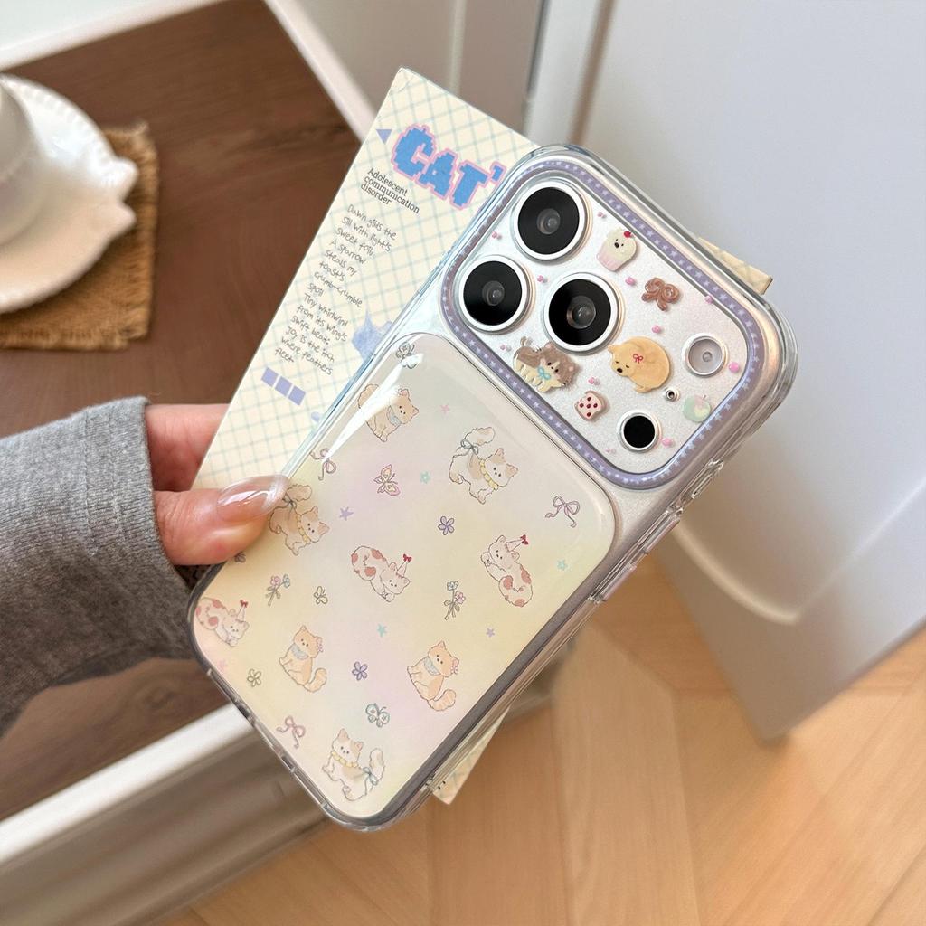 Cute cartoon kitten phone case, compatible with iPhone 16, iPhone 17, and iPhone 17 Pro Max