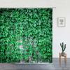 Stone Brick Wall Shower Curtain,Ivy Green Leaves Climbing On Rustic Marble Rocks Stone Wall Fabric Bathroom Shower Curtains
