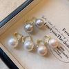 S925 Silver Baroque Pearl & Diamond Stud Earrings for Women - French Retro Light Luxury Style