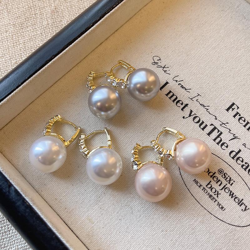 S925 Silver Baroque Pearl & Diamond Stud Earrings for Women - French Retro Light Luxury Style