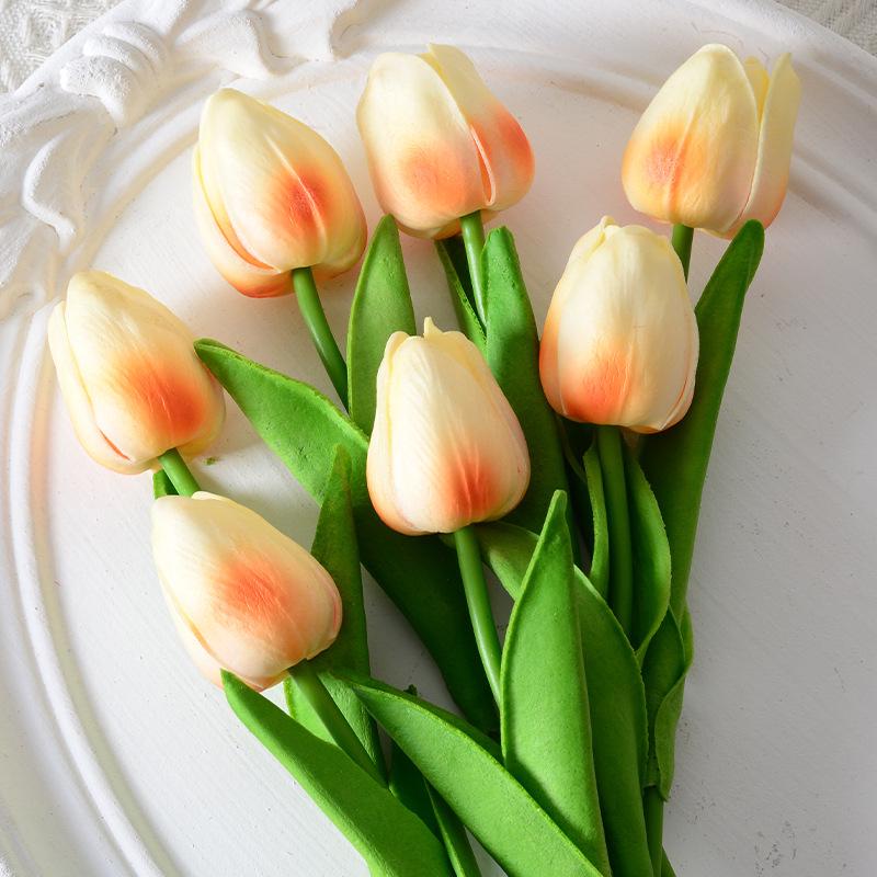 Mini PU Tulpen Künstliche Seidenblumen für Hochzeit und Heimdekoration