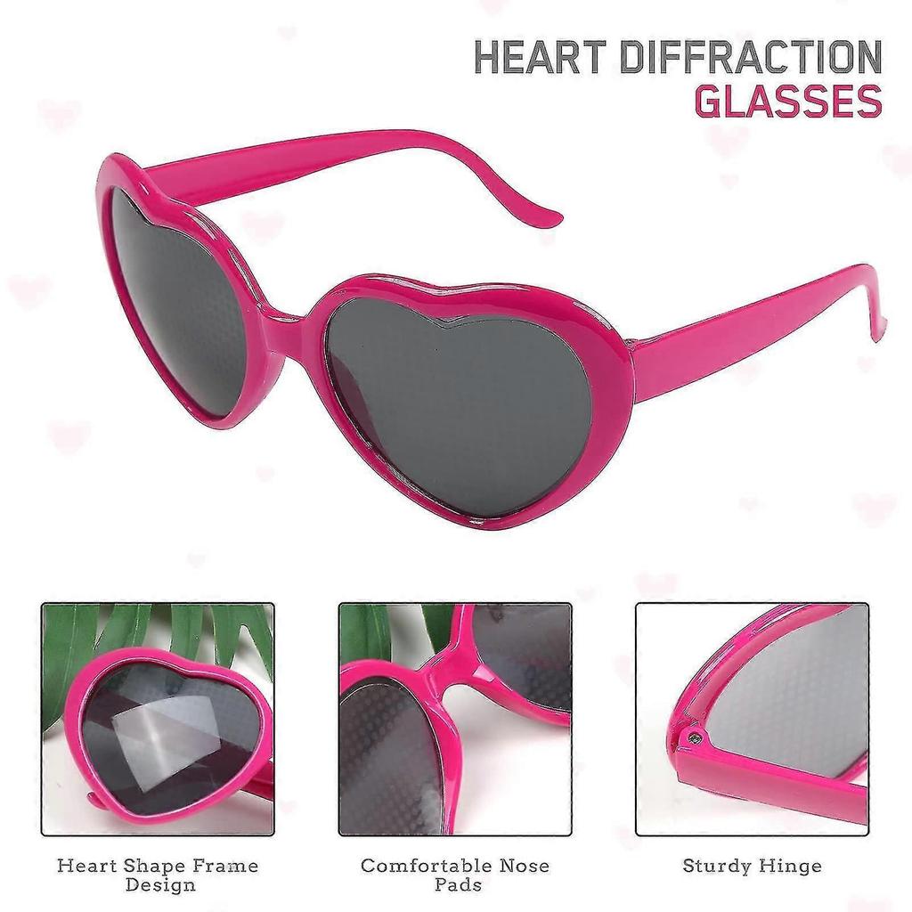 6pcs Lunettes à Diffraction Effet Cœur, Lunettes de Soleil Effets Spéciaux en Forme de Cœur Lumineux 3D Lunettes d'Amour Pour Bar Boîte de Nuit -CEUK