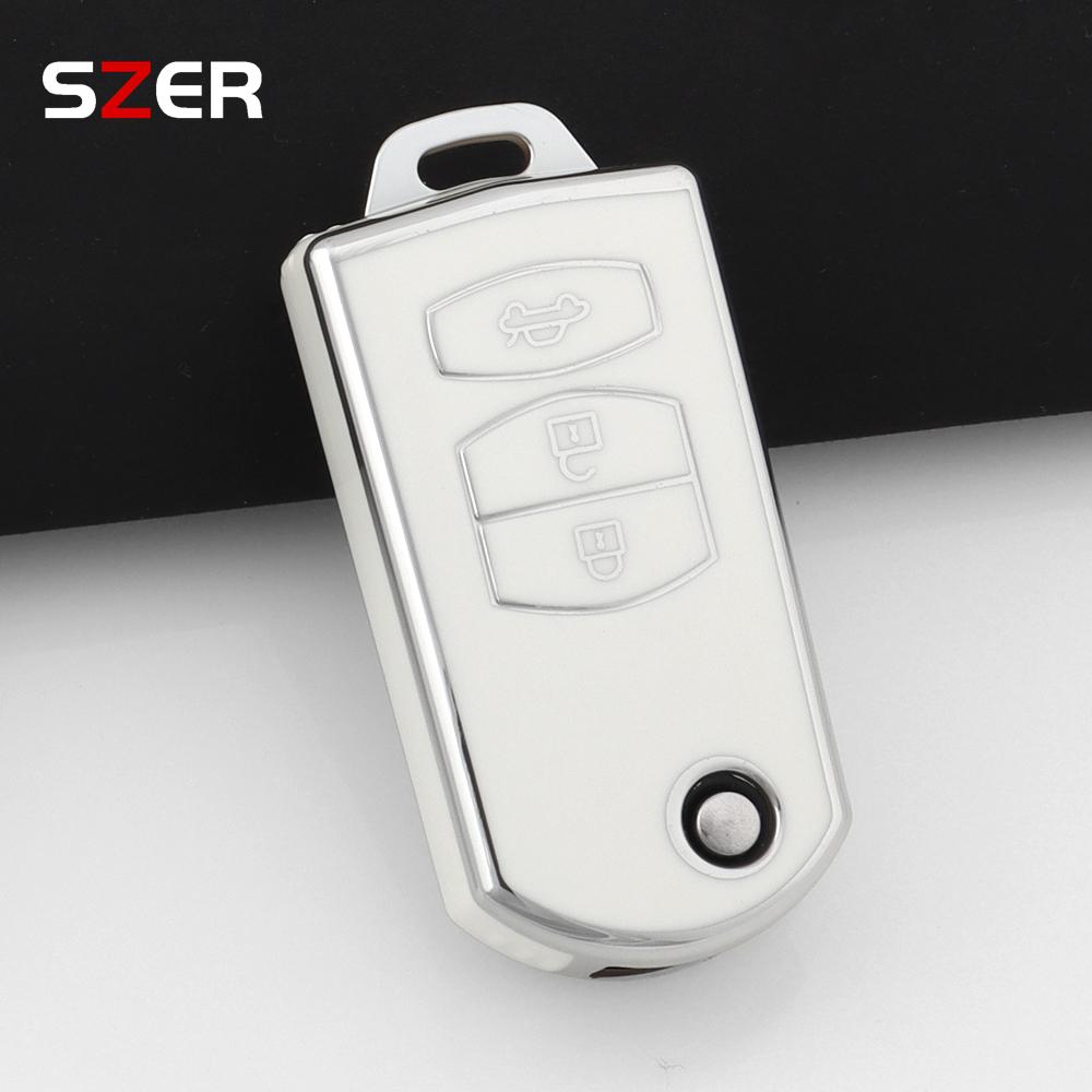 For Mazda Demio 2 3 5 6 M3 M5 M6 Cx-5 Cx7 Cx9 Rx8 Mx5 Mpv 2 3 Buttons Soft Tpu Car Remote Flip Key Case Cover Holder Keychain