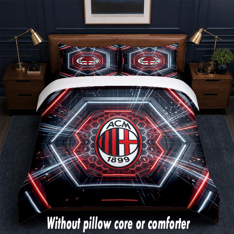 AC Milan Design Pościel Zestaw pościeli 1 poszewka na kołdrę + 2 poszewki na poduszki Miękka oddychająca domowa pościel