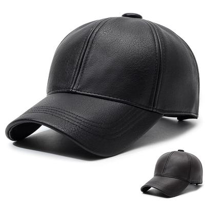 Boné de Beisebol Masculino Outono Inverno Boné de Couro Boné Quente para Idosos para Exterior